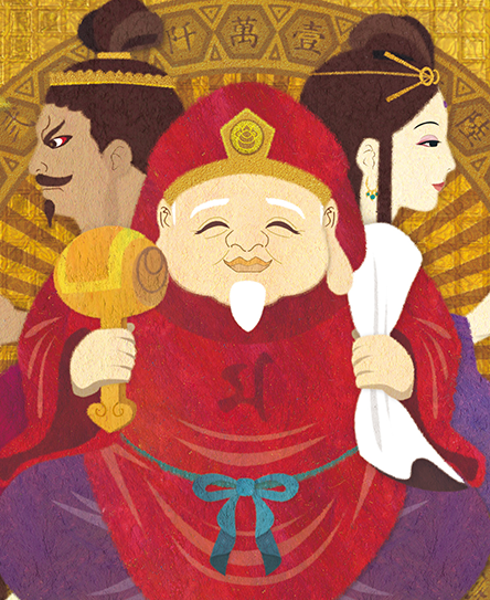 龍の絵・風水開運の灯り絵『三面大黒天』