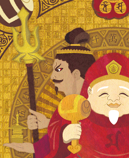 龍の絵・風水開運の灯り絵『三面大黒天』