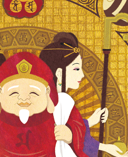 龍の絵・風水開運の灯り絵『三面大黒天』