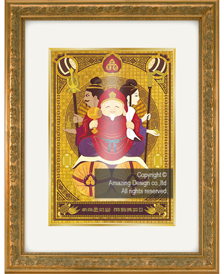 龍の絵・風水開運の灯り絵『三面大黒天』