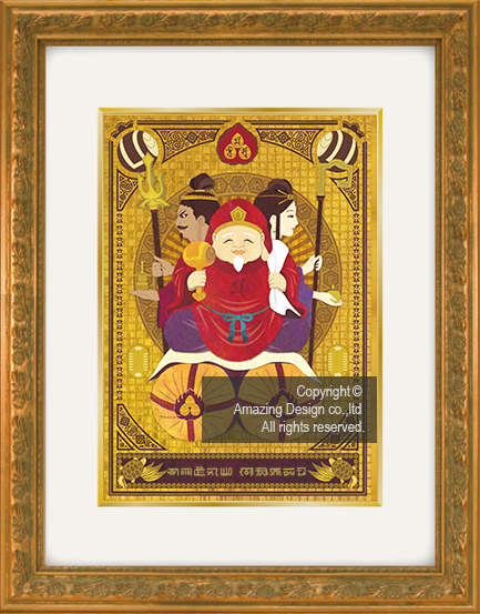 龍の絵・風水開運の灯り絵『三面大黒天』